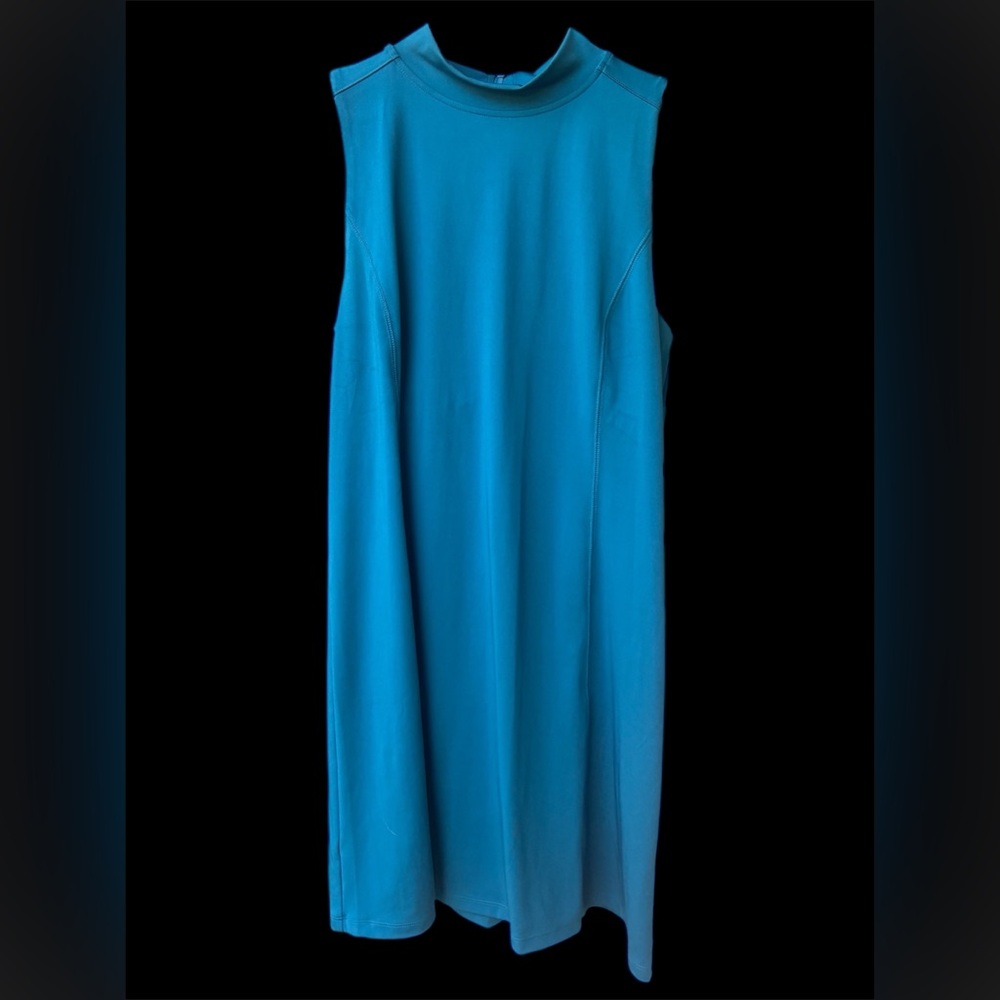 Lou & Grey Teal Athletic Dress Sleeveless Mock Neck Zip Back Size L